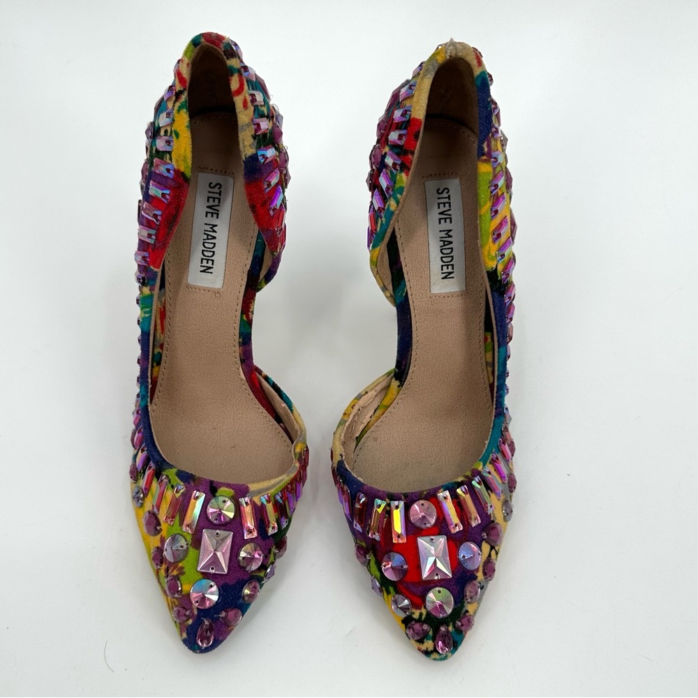STEVE MADDEN Heels GALACTIK Womens 7.5 M Rhinestone Colorful Stilettos DAMAGE - Picture 2 of 15